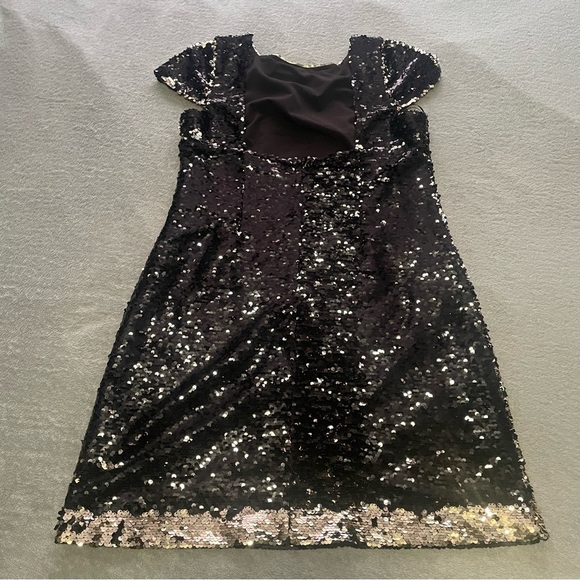 Sam Edelman sequin cap sleeve dress size 8 gold black VGUC - Picture 11 of 11